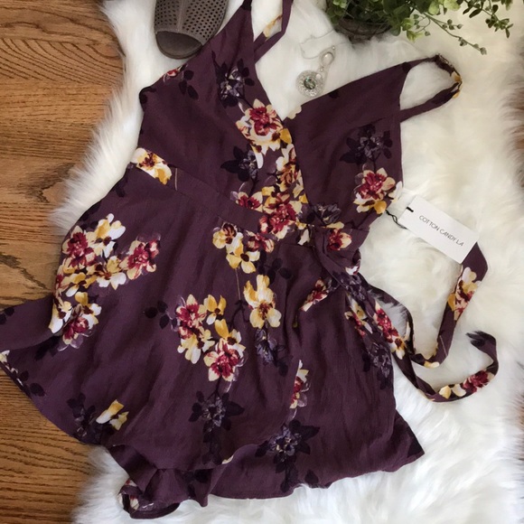 Cotton Candy LA Pants - Cotton Candy LA floral romper size M NWT